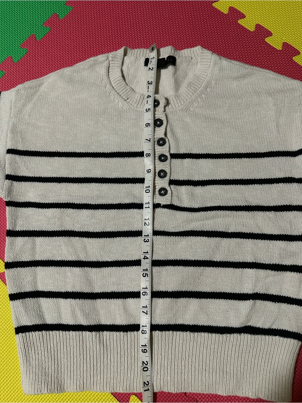 Splendid Cream Striped Henley Sweater with Navy Lines - Picture 5 of 8